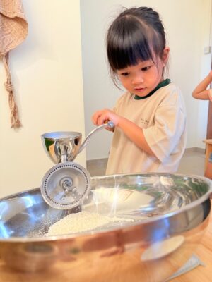 Child milling flour