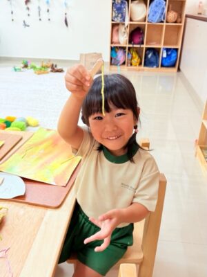 Child showing her work