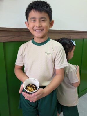 Child showing his work